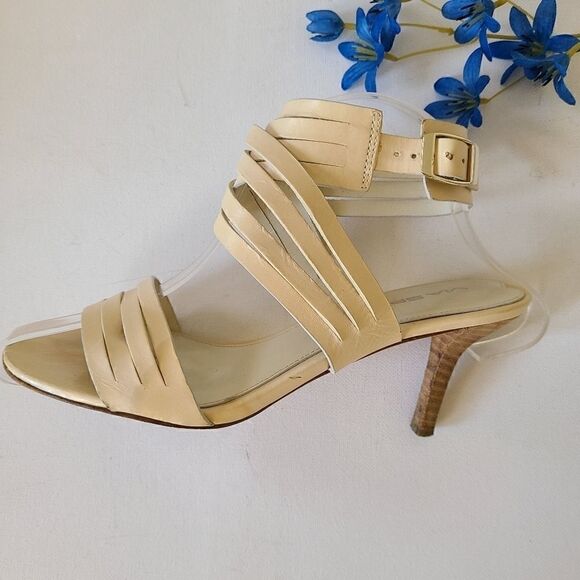 Via Spiga Cream Colored 2.5" Ankle Wrap Sandals - Picture 12 of 13